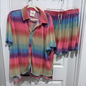 FANTASTIC FAWN Rainbow Ombre Embrace Top and Short